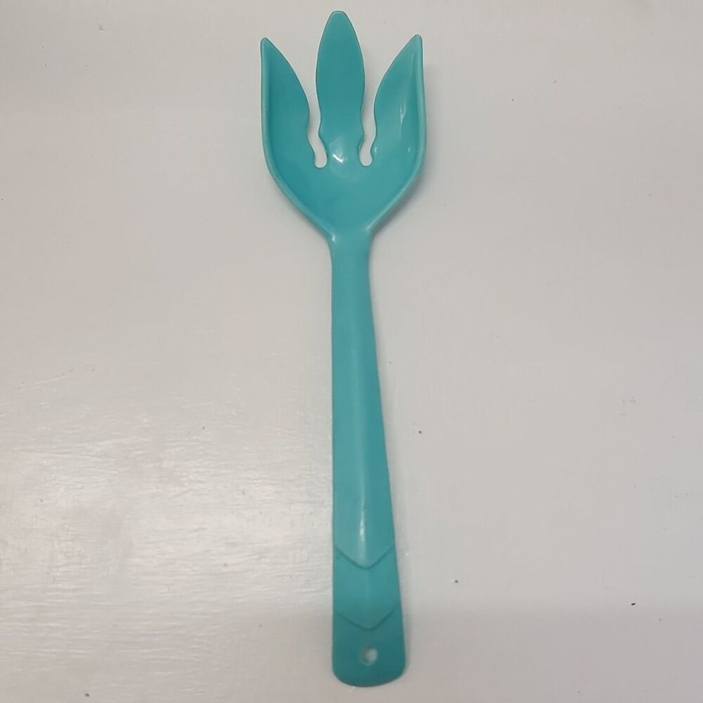 Retro Salad Fork Turquoise Plastic